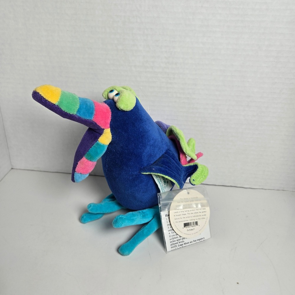 Funny Friends Soft Sculpture Jennifer Mazur Bird Plush Stuffed Animal Blue NWT